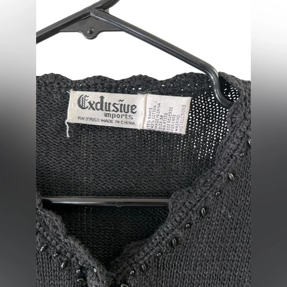 Exdusive black beaded vintage button up sweater - Picture 2 of 4